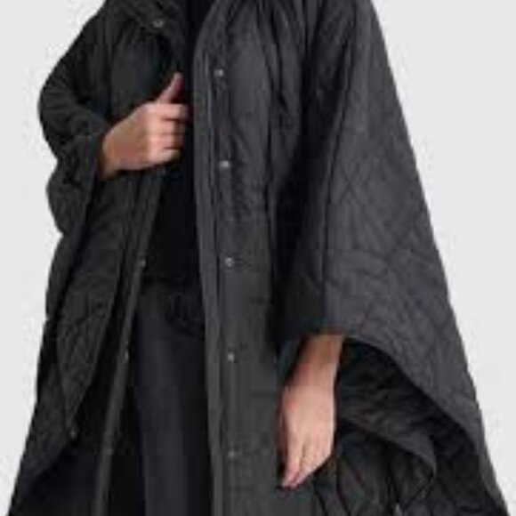 NWT DKNY Women's Quilted Logo Poncho-Style Jacket Black M/L - Picture 4 of 4